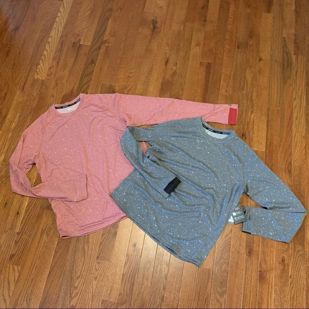 New RUSSELL ATHLETIC Lot 2 Dri Power Long Sleeve Sport Tees Gray Red Boys XXL 18
